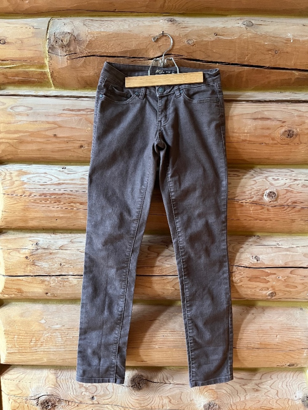 Prana Brown Skinny Jeans Low Rise Organic Cotton Stretch Pants 0/25
